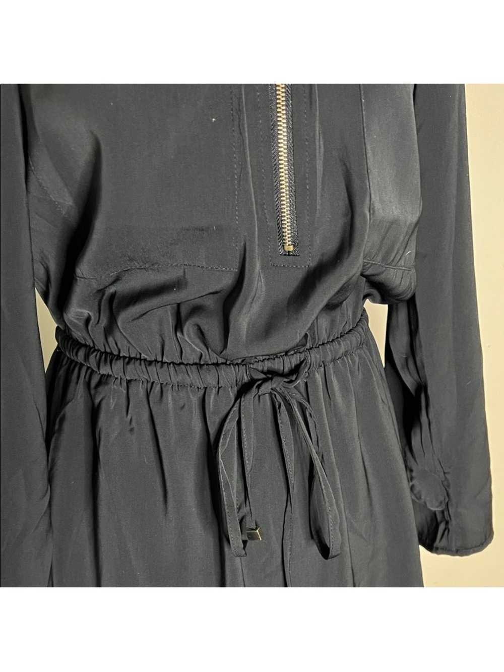 Dynamite • Women’s XS • Black • Long Sleeve • Cinched Waist Dress • Half Zipper - Picture 4 of 6
